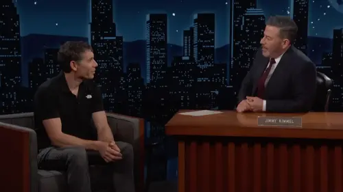 ▲霍諾德登上《吉米夜現場》暢談攀爬101經歷。（圖／翻攝自Jimmy Kimmel Live YouTube）