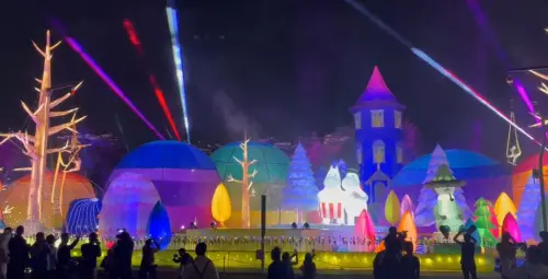 ▲中台灣燈會今晚開箱主燈秀，60米「極光下姆明谷」夢幻登場。（圖／記者顏幸如攝，2026.02.05）