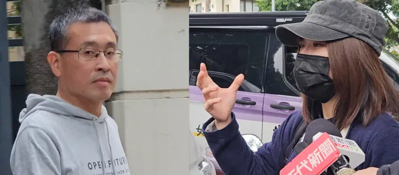 ▲誠泰文教基金會董事長林致光（左）遭控對前妻林穎孟（右）家暴案，一審判決拘役40日。（圖／記者劉松霖攝，2025.12.12）