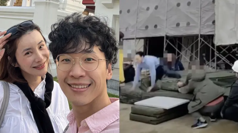 ▲替身演員蘇德揚（左圖右）拍攝民視八點檔《豆腐媽媽》，上月20日從高樓墜落，腦內出血昏迷，在ICU（加護病房）躺了7天，今（6）日稍早台北市電影戲劇業職業工會公開蘇德揚墜樓瞬間影片，並發出3大點聲明譴責電視台，引發外界關注。（圖／翻攝自台北市電影戲劇業職業工會、Rena提供）