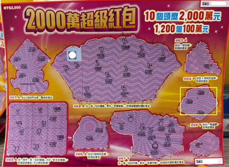 ▲夢境成真！花蓮婦人夢見跌入聚寶盆，隔天刮中100萬元。（圖／台灣彩券公司提供）