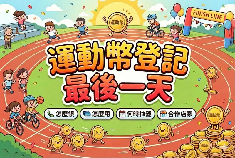 ▲2026運動幣登記懶人包！2026運動幣登記今（8）日是最後一天，符合資格民眾別忘了至動滋網500.gov.tw登記。《NOWNEWS》整理運動幣怎麼領取、怎麼使用，何時抽籤、合作店家有誰等資訊。（圖／Gemini生成）