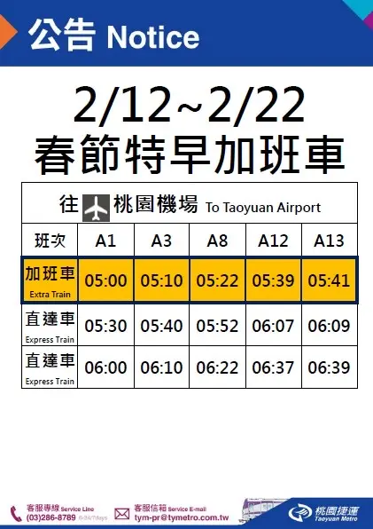 ▲桃園捷運「特早車」2/12起開11天。（圖／桃園捷運公司）