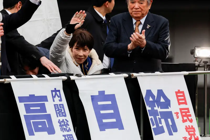 ▲日本眾議院8日將進行大選投開票，首相高市早苗7日出席輔選行程。（圖／路透社／達志影像）