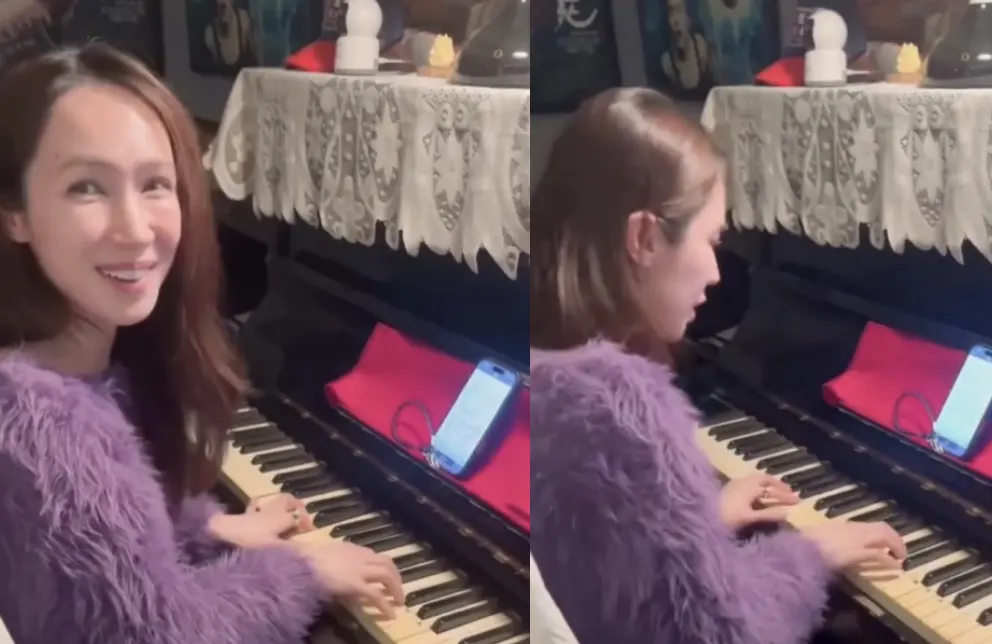 ▲小薰自彈自唱《陽光女子合唱團》主題曲〈再見的時候〉，許多粉絲驚訝她鋼琴彈得這麼好，嗓音更不輸A-Lin。（圖／小薰提供）