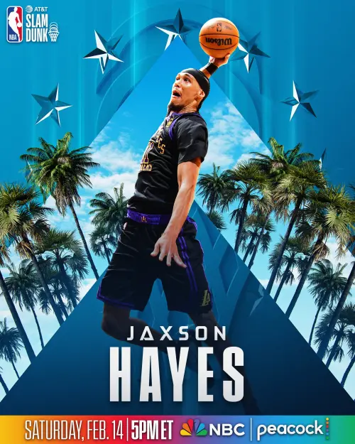 ▲海耶斯（Jaxson Hayes）效力於湖人隊，身高7呎，將挑戰成為史上身材最高的灌籃大賽冠軍之一。（圖／取自NBA X）