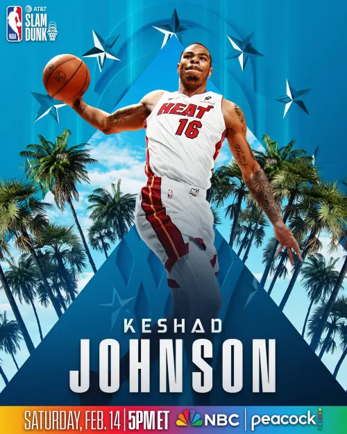 ▲邁阿密熱火二年級前鋒強森（Keshad Johnson），以充滿力量感的灌籃風格著稱。（圖／取自NBA X）