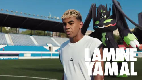 ▲西甲巴塞隆納足球金童耶馬（Lamine Yamal）則偏愛戰術多變、能靈活應戰的傳說寶可夢「基格爾德」。（圖／The Official Pokémon YouTube channel）