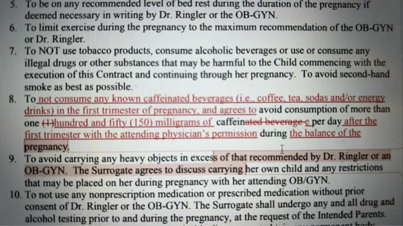    ▲鄒宗翰與孕母簽訂契約內容包含規範生活大小事，例如每日的咖啡攝取量等內容。（圖／鄒宗翰提供）  