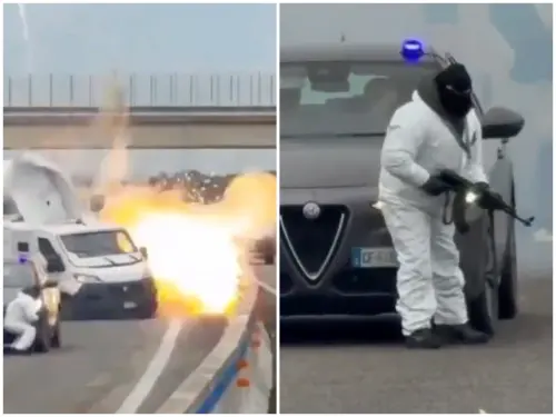 宛如動作片！義大利運鈔車高速公路遭劫　匪徒持槍攔路炸車超囂張
