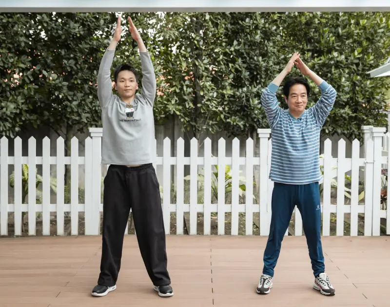 ▲賴清德與李洋做運動。(圖/總統府提供)