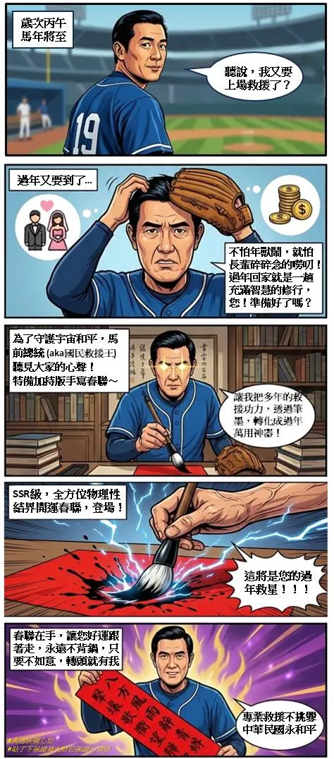    ▲馬英九自嘲是「國民救援王」，將繼續為大家背鍋救援。（圖／翻攝自馬英九臉書）  