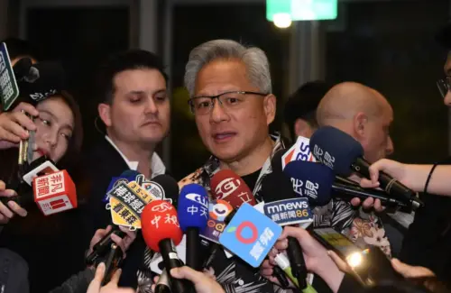 Jensen Huang speaks to the press about Nvidia's recent developments. (TCN)