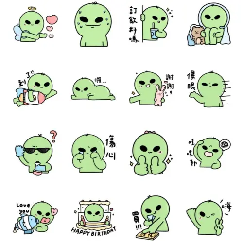 ▲LINE免費貼圖「LINE購物 × 51的emo外星人」。（圖／取自LINE）