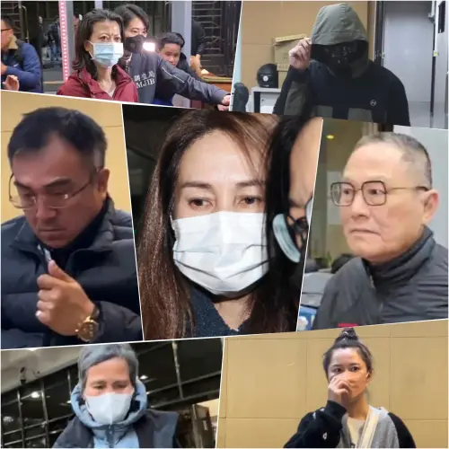 ▲立委高金素梅（中）涉貪等３大案分工曝光，金曲歌王Matzka岳父、高金助理張俊傑（右中）是關鍵操盤角色並利用女兒雲雅舜（右下）洗錢，高金前助理林怡君（左上）涉及人頭助理費詐領，特助高智偉（右上）、原住民多族群文化交流協會理事長周陳文彬涉及補助款詐領，蘭嶼鄉代呂俠（左下）涉及湊人頭輸入快篩試劑。（圖／NOWNEWS攝影中心）