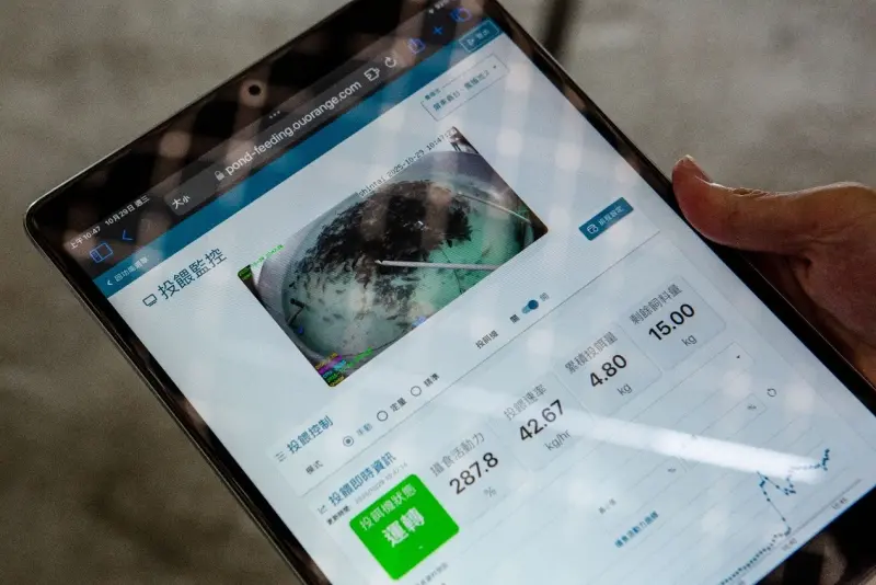 ▲工研院開發AI精準投餵技術，幫助漁民將餵食經驗與流程科學化、標準化，透過行動裝置就能遠端掌握魚群進食狀況。（圖／工研院提供）