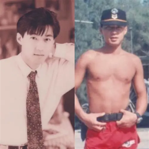 ▲江啟臣大學時學習著正裝，當海龍蛙兵時唯一制服是紅短褲。（圖／江啟臣提供，2026.02.18）