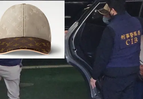 ▲張存偉移送時戴著LV棒球帽，官網售價2萬7400元。（圖／記者劉松霖攝、翻攝LV官網）