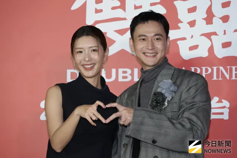 ▲《雙囍》票房破2億有望請日本女神吉岡里帆煮麵，圖左為女主角余香凝、男主角劉冠廷。（圖／記者吳翊緁攝影）