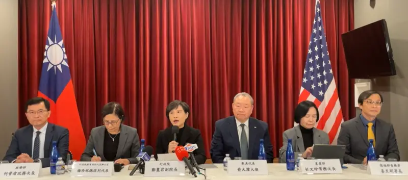 ▲鄭麗君上午在美國駐美代表處召開記者會。（圖／Taiwan in the US臉書）