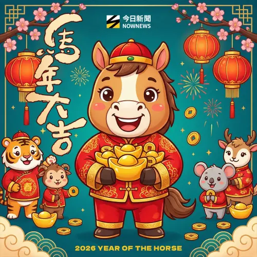 ▲2026新年快樂圖片賀卡，《NOWNEWS》祝您馬年發大財。（圖／NOWNEWS社群中心製）