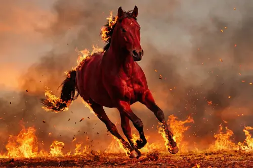 ▲丙午赤馬年天干「丙」和地支「午」同樣屬火，強烈火元素疊加，形成旺盛的「雙火」格局。（圖／Gemini生成／記者陳雅雲監製）