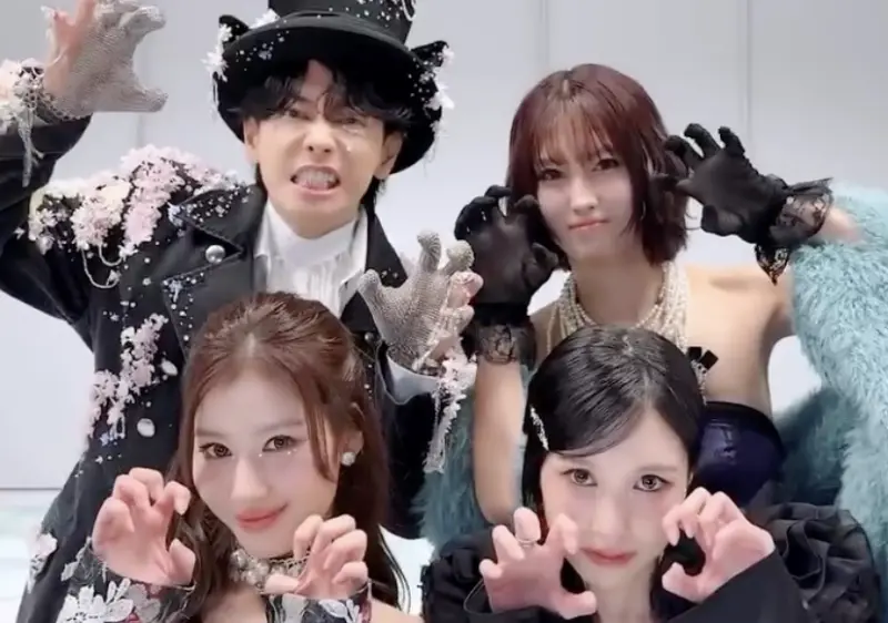 ▲佐藤健（左上）日前曬出合體TWICE小分隊MISAMO（MINA、SANA、MOMO）的影片，在其中他認證了MOMO（右上）日文不好的傳聞，直呼「這日文好奇怪。」（圖／翻攝自Twice Japan Official IG）