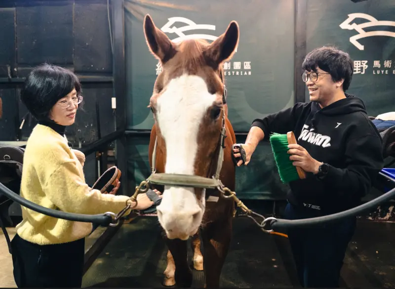    ▲蘇巧慧、沈伯洋替馬刷毛。（圖／蘇巧慧辦公室提供）  