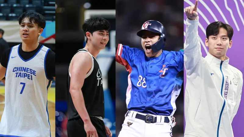 ▲這群出生於2002年的年輕戰將，不僅擁有傲人的天賦，更在過去一年經歷了從挫折中破繭而出的蛻變。讓我們一同回顧游艾喆、宋晟睿、林信寬與王冠閎這四位頂尖新星的精彩時刻。（圖／左1、右1、右2記者葉政勳攝、左2大專體總提供）