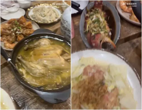 ▲汪小菲除夕當晚開直播，分享在馬筱梅家中吃年夜飯的菜色，相當豐盛。（圖／微博＠鈷嚕球）