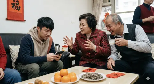 ▲《NOWNEWS今日新聞》同步整理10大長輩問答金句，從感情、生子到薪資話題一次備齊，成為春節自保語錄。（示意圖／AI製圖、記者賴禹妡製）