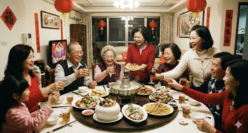 ▲過年最怕長輩尷尬問題連發，近日就有網友分享自家除夕圍爐再現長輩逼問婚事橋段，沒想到她1句神回，直接鎮住全場，讓長輩不敢再問。（示意圖／AI製圖、記者賴禹妡製）