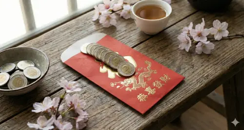 ▲可在紅包袋內放入10枚10元硬幣，寓意「十全十美」，象徵收支平衡、運勢平穩。（圖／AI製圖、記者賴禹妡製）