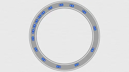 ▲國外曾進行一項環狀道路實驗，約10分鐘後，卻開始出現一陣一陣的壅塞現象。（圖／CGP Grey）