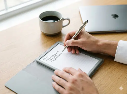 ▲專家建議將重點行程與待辦清單具象化寫下，有助於釐清思緒並找回工作節奏。圖為行程規劃示意圖。 （圖／由AI 生成，NOWNEWS監製）