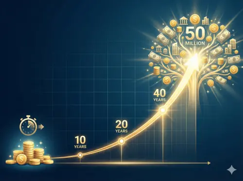 ▲透過紀律投資市值型 ETF，時間將成為資產增長的最佳催化劑。圖為長期複利效應的視覺化示意圖，顯示小額資金隨著時間推移，呈指數級滾動成巨大財富的過程。（示意圖／由 AI 生成、NOWNEWS監製）
