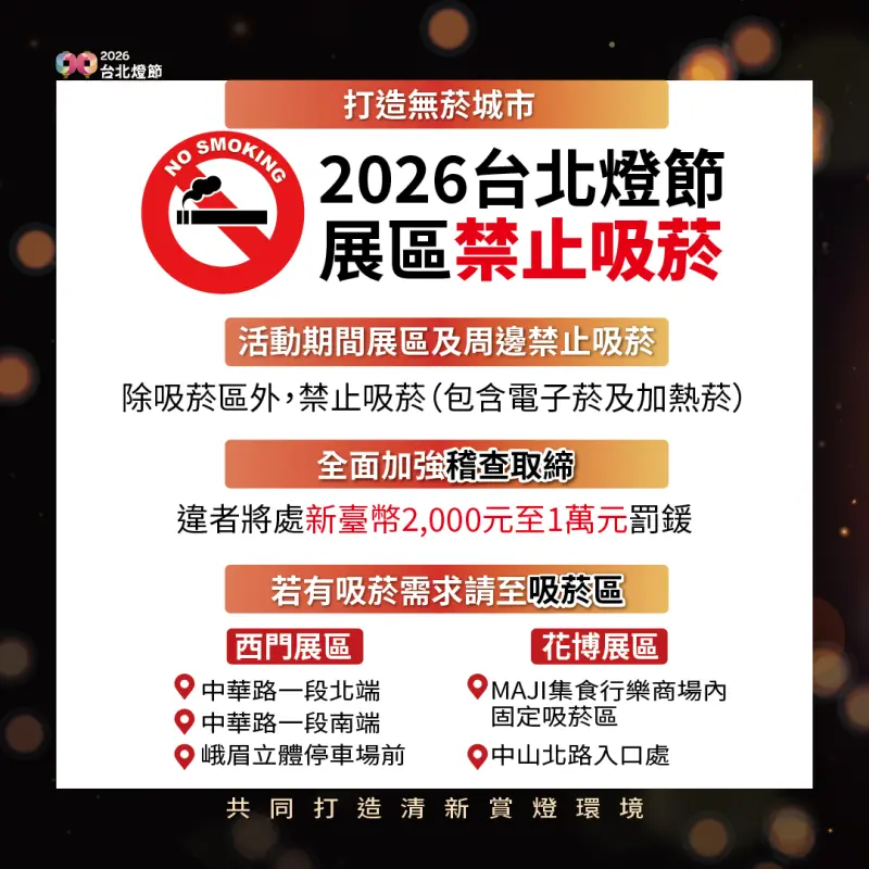 隱君子必看！2026台北燈節雙展區「首度禁菸」　違者最重罰1萬元
