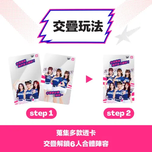 ▲「2026 foodpanda 台灣熊勇｜CT AMAZE 啦啦隊女孩透卡盲包」只要搜集兩張以上，就能開始玩交疊玩法，創造出不同的視覺效果，讓36位啦啦隊女神同框。（圖／翻攝自foodpanda臉書）