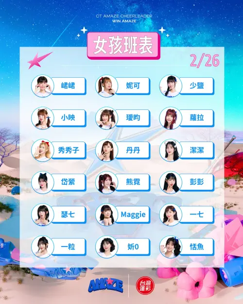 ▲台日棒球國際交流賽將登場，CT AMAZE啦啦隊2/26班表。（圖／就一起·相信中華隊·夠資格臉書）