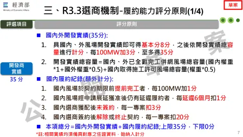 ▲能源署這次祭出罰則， 申請展延獲准後仍有延遲履約，每延遲6個月扣1分；選商獲配後未簽約，每一專案扣3分；簽約後解除或終止契約，每一專案扣20分。（圖／取自能源署報告）