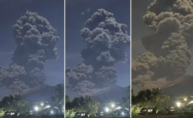 菲律賓坎拉翁火山爆發！火山灰柱竄天高達2500公尺　本週二度噴發