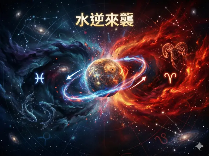 ▲2026年首波水逆來襲，當急躁的牡羊撞上混沌的雙魚，宇宙混沌能量正發威。 （示意圖／由 AI 生成，NOWNEWS監製）