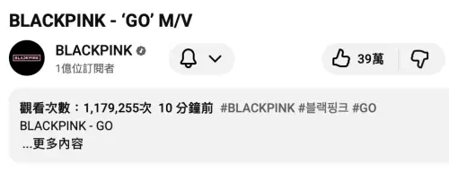 ▲BLACKPINK回歸不到10分鐘，MV點閱已超過100萬次。（圖／BLACKPINK YouTube）
