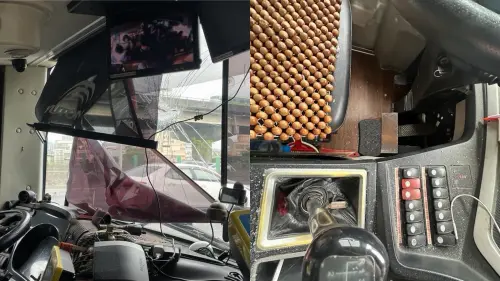 國1客運驚魂！飛來鐵片擊穿擋風玻璃　運將額頭遭割傷
