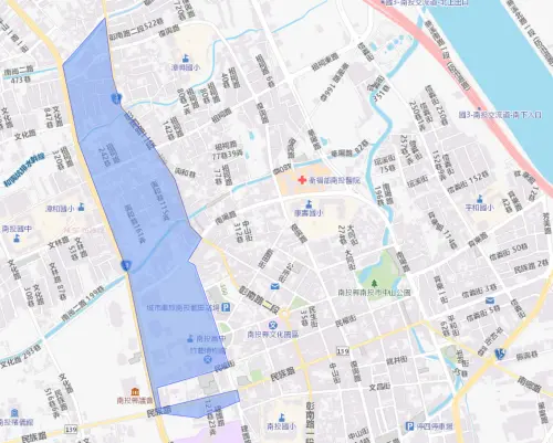 ▲南投市3月3日停水影響範圍。（圖／台灣自來水公司water.gov.tw/）