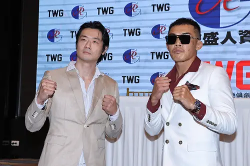 ▲韓森（右）將與「格鬥天王」金鋼刀張景雄（左）對戰。（圖／記者王意馨攝影）