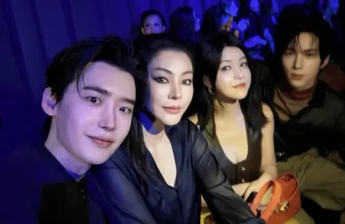 ▲陳妍希（右2）在米蘭時裝周合體李鐘碩（左1）。（圖／IG@yanxi531）