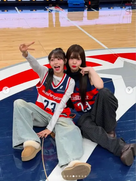 ▲味全龍啦啦隊員林襄（左）、李多慧（右）上月以球迷身分出席NBA巫師隊「台灣之夜」。（圖／李多慧IG @le_dahye ）