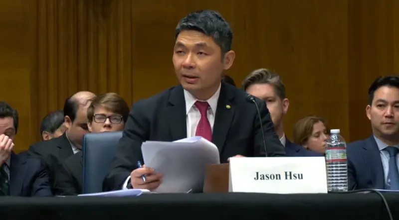 ▲前立委許毓仁2日出席美國國會「美中經濟與安全審查委員會」（U.S.–China Economic and Security Review Commission）「美中水下競逐」聽證會。（圖／翻攝自美中經濟與安全審查委員會直播）