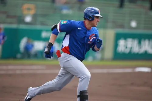 ▲中華隊首戰對上澳洲，先發打線雙箭頭由「費仔」費爾柴德（Stuart Fairchild）、旅日強打林安可組成。（圖為林安可／記者葉政勳攝）